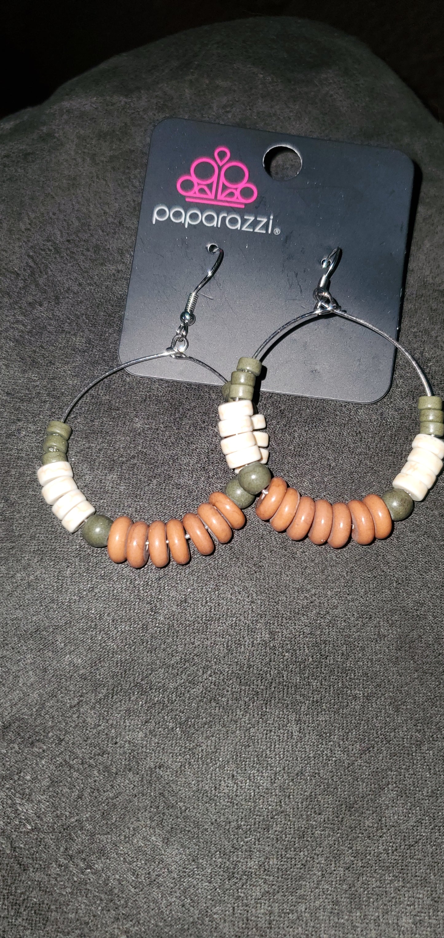 Green boho wood earrings papa