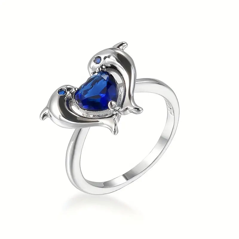 dolphin love blue ring sz 8929