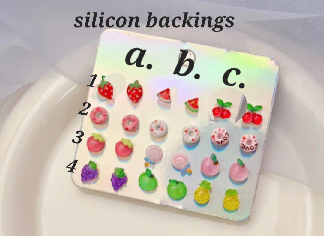 Stud fruit multiple post earrings