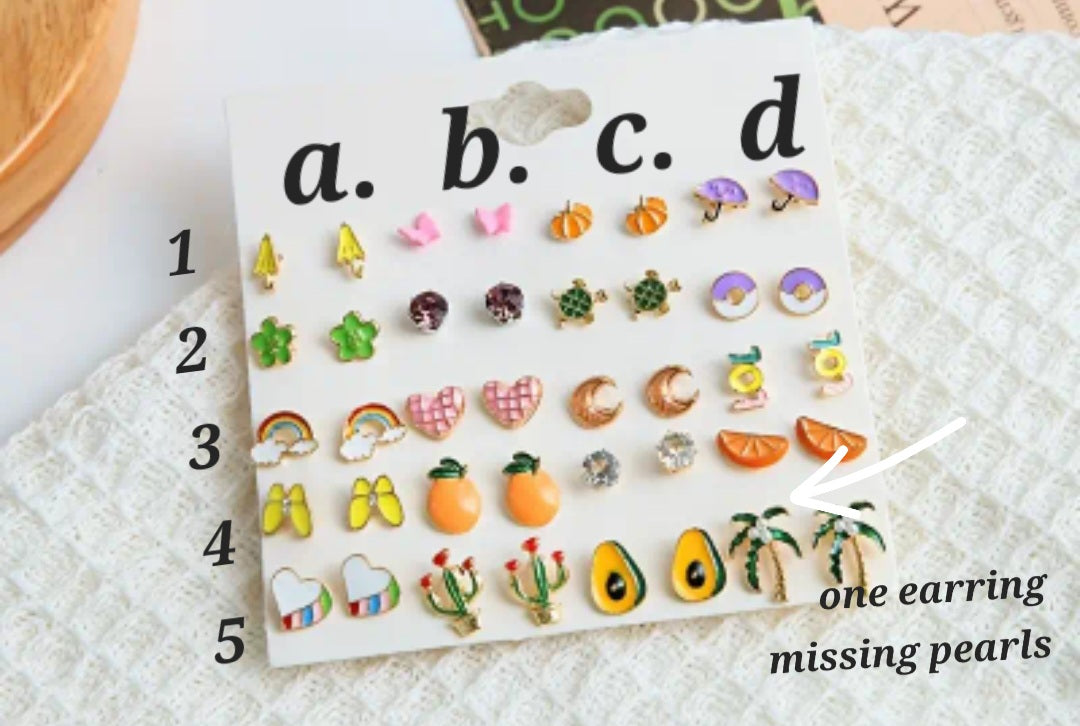 Stud sunrise fruit multiple post earrings