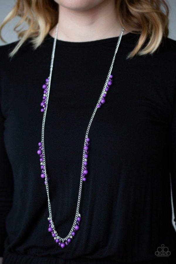 MIAMI MOJITO PURPLE long NECKLACE ring set