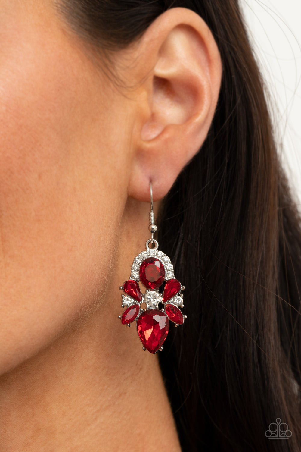 Stunning Starlet - White earrings red papa
