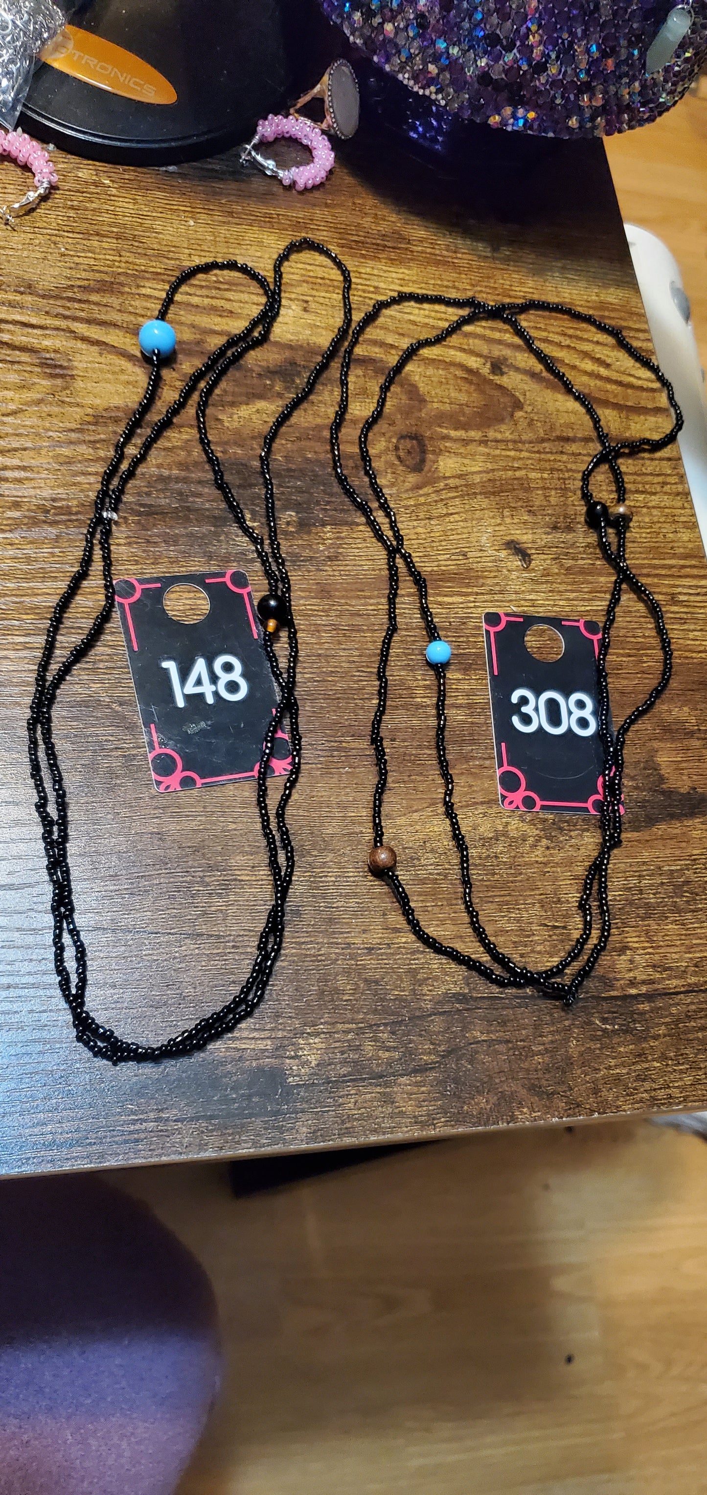 Handmade black bead necklaces