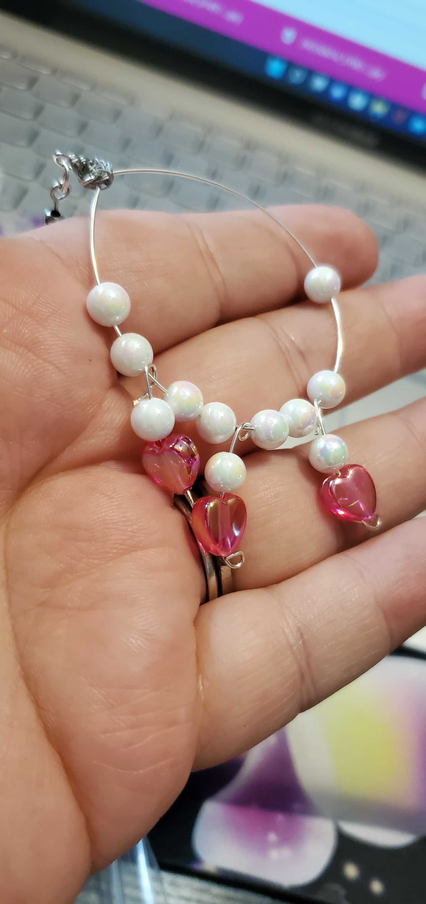 Dropping the pink iridescence earrings homemade