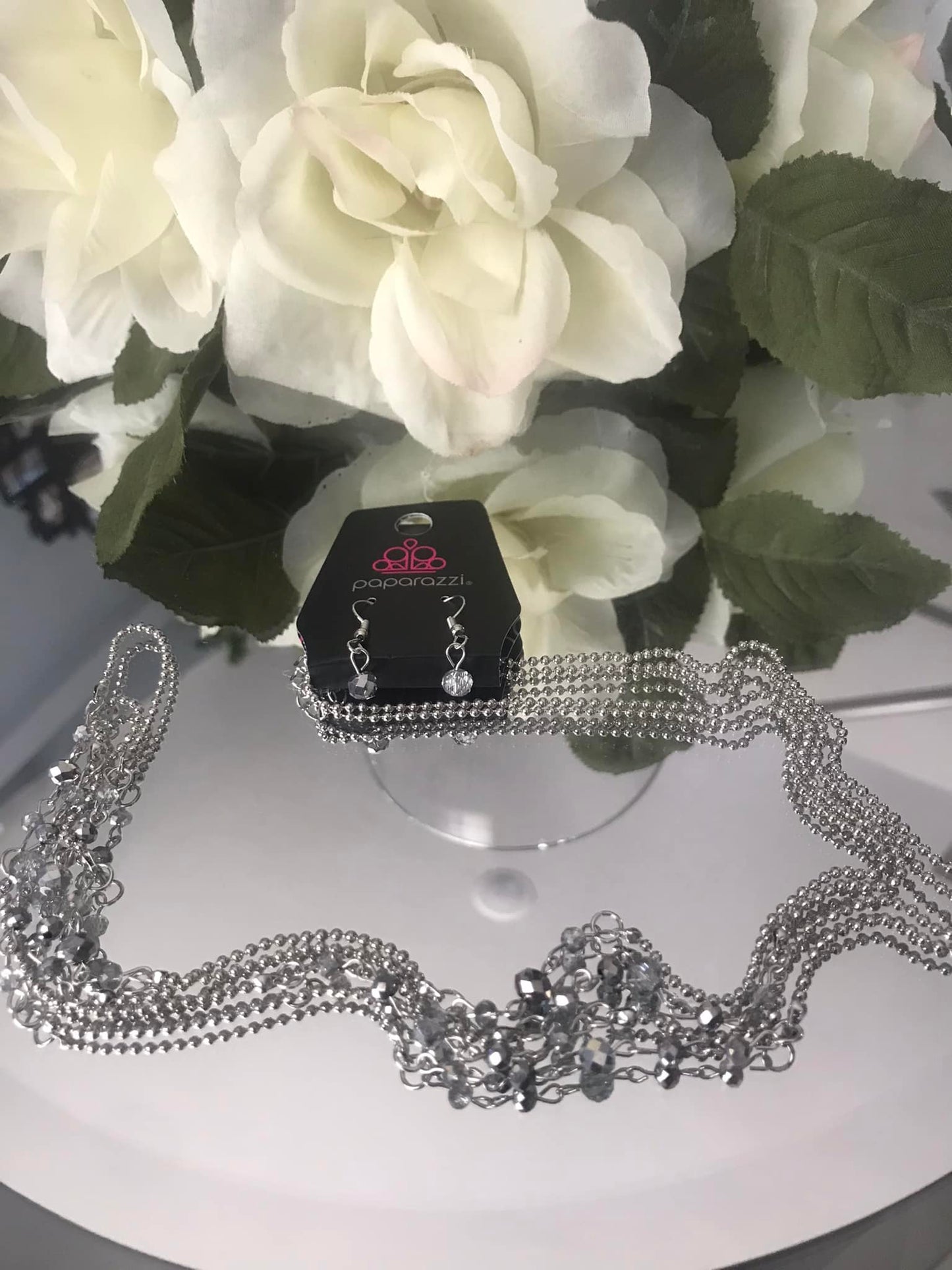 Petitely Prismatic - Silver layered long Necklace papa