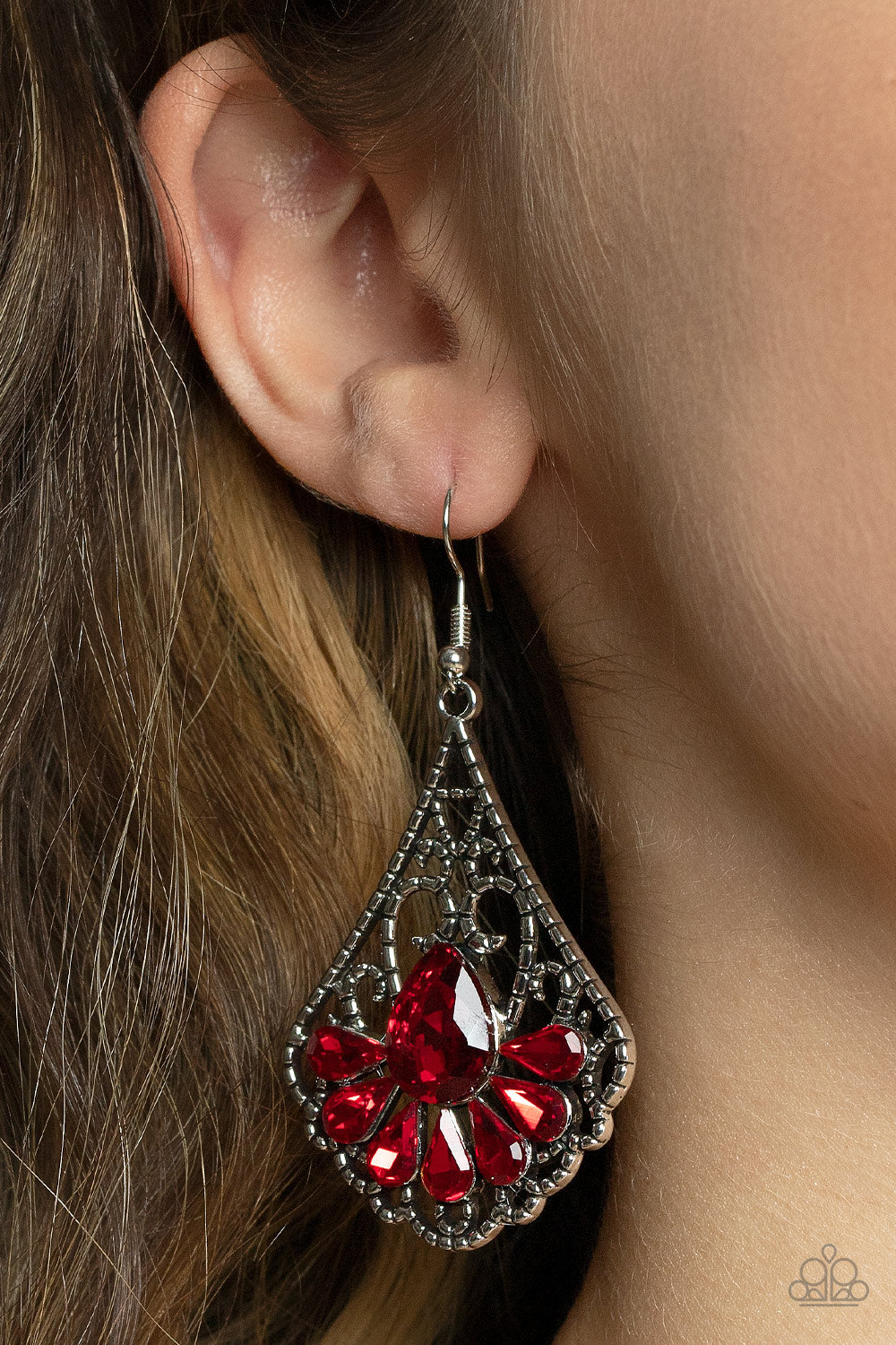 Heart of fire red earrings
