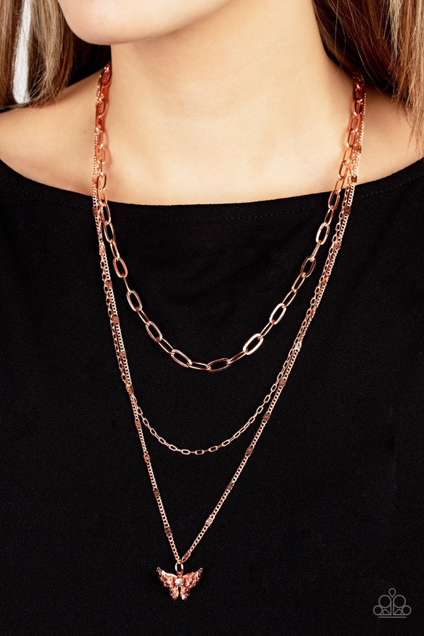 Bountiful Butterflies - Gold silver copper layered necklace