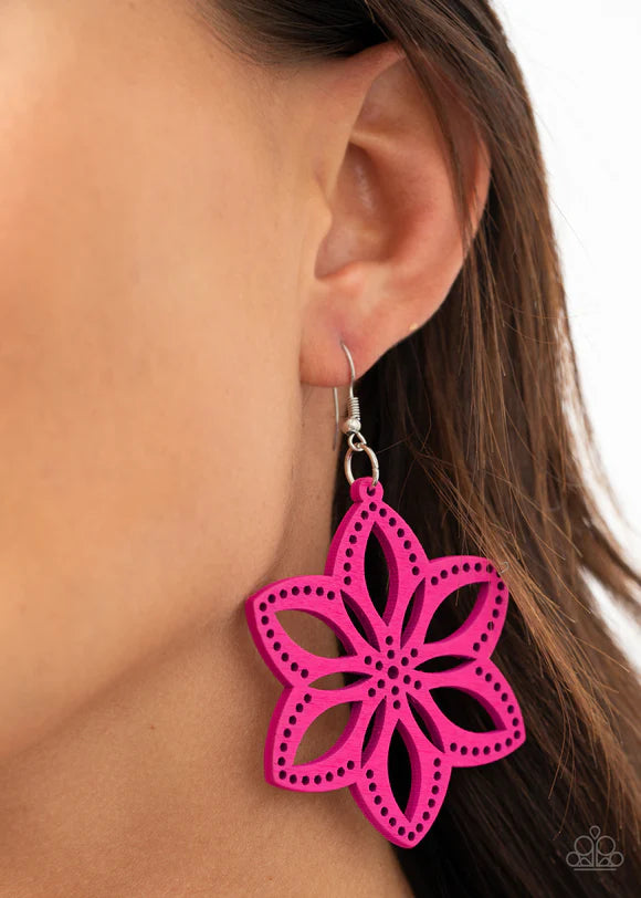 blossom pink earrings wood