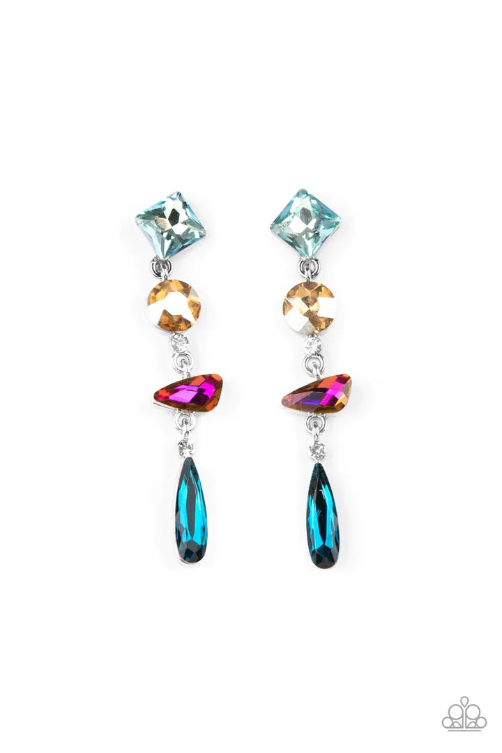 Rock Candy Elegance - Pink blue earrings post