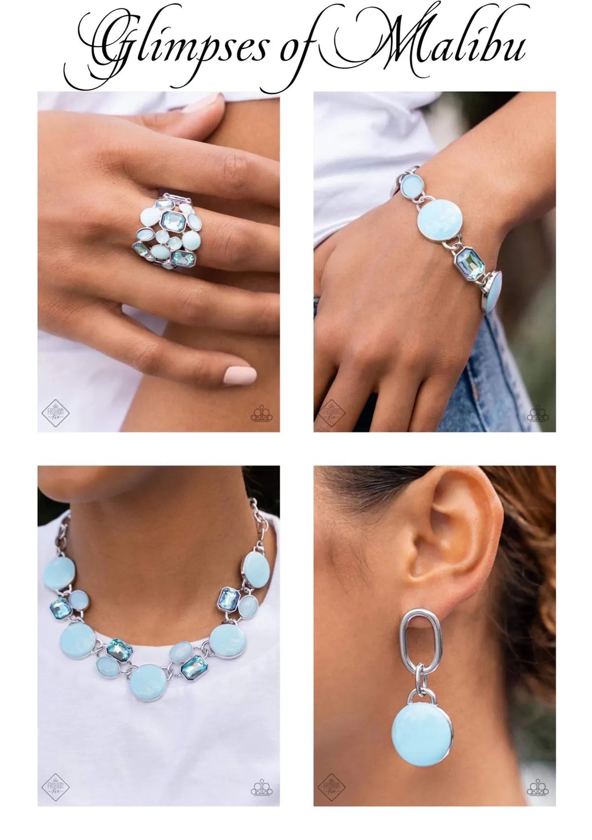Glimpses of Malibu - blue set necklace bracelet ring earrings papa