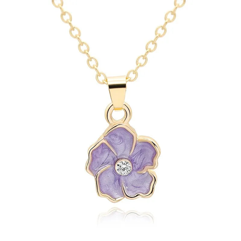 Just a purple flower short necklace