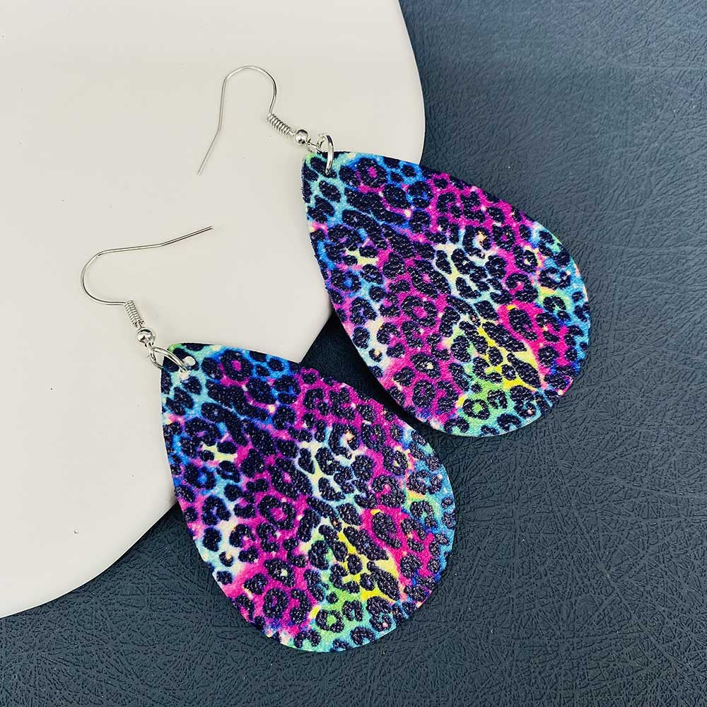 Glittered cheetah leopard leather earrings 1205