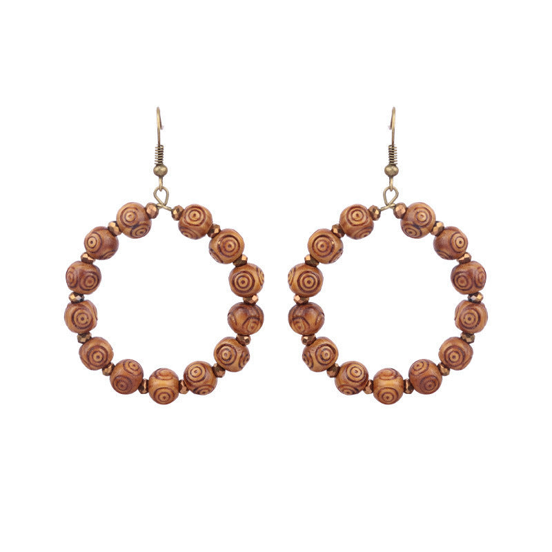 Wooden circle earrings set 5534