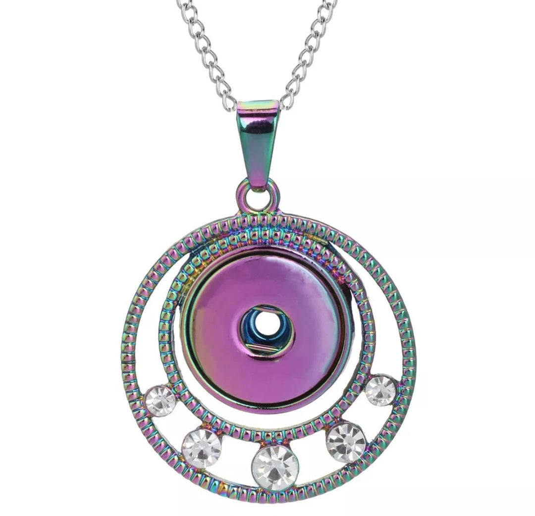 Oil Rainbow short necklace snap 18 mm