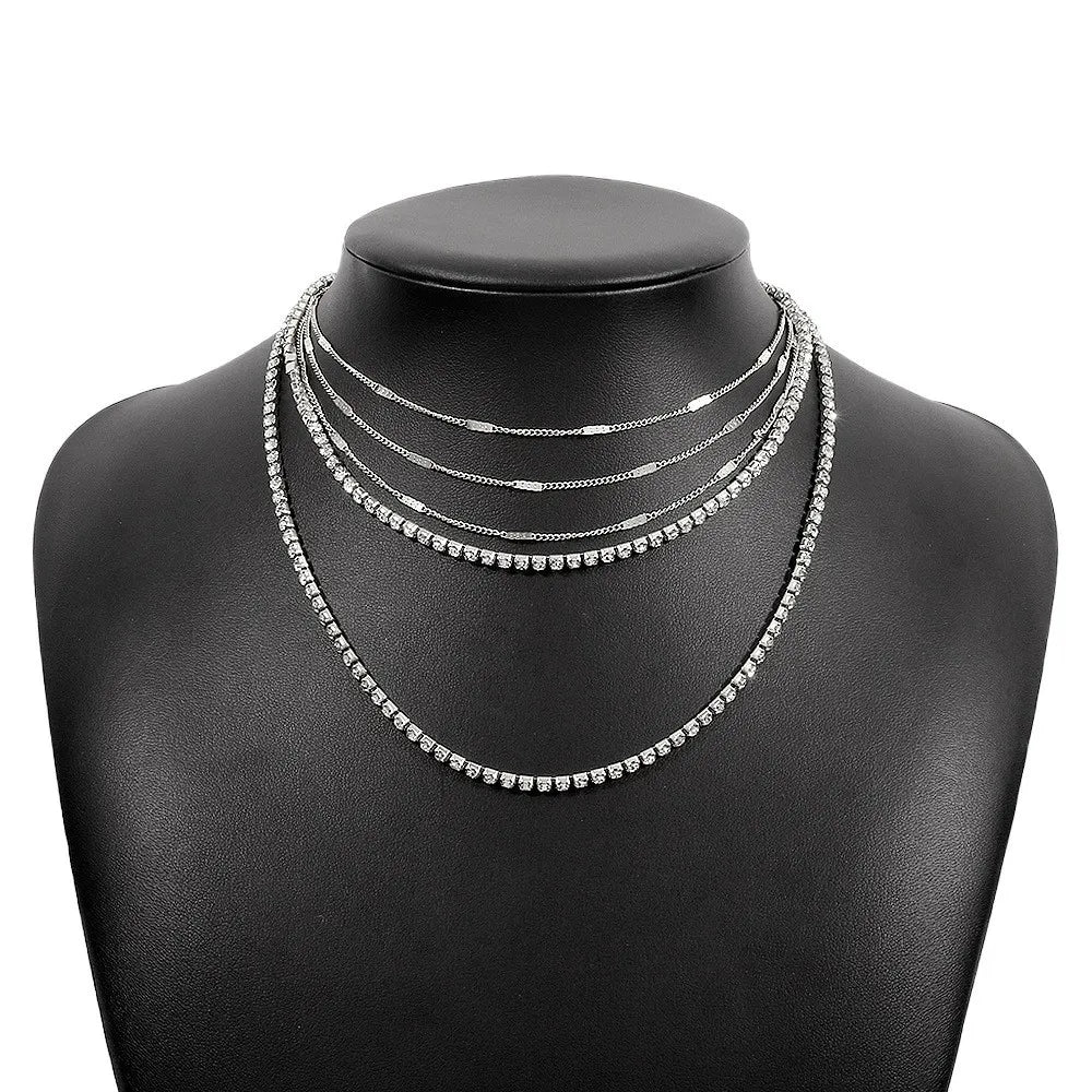 dangerous layered white silver black necklace
