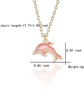 dolphin crystal gold short necklace