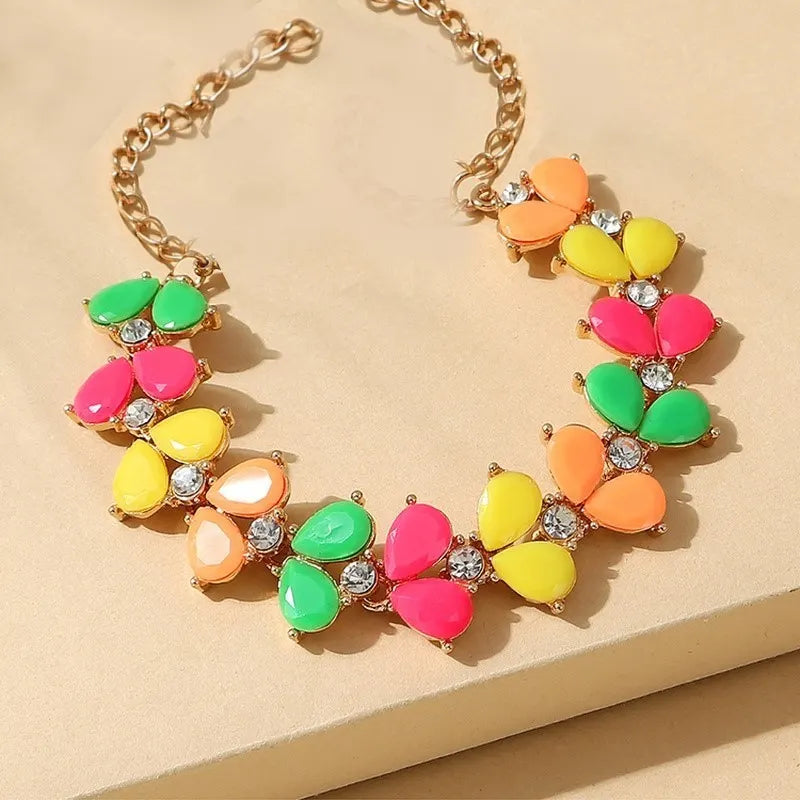 Tropical short multi gold Necklace 8571