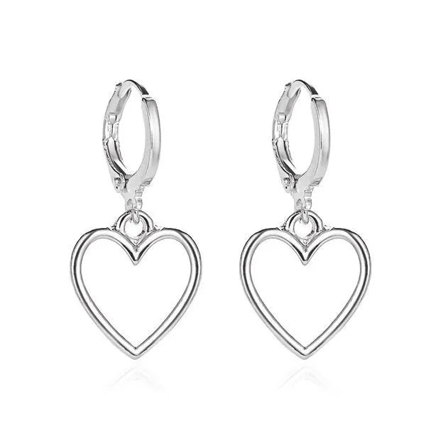 Heart of circle hoop silver earrings 3927