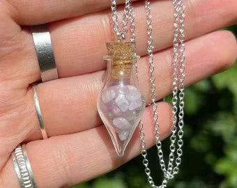 Wish bottle short necklace crystal