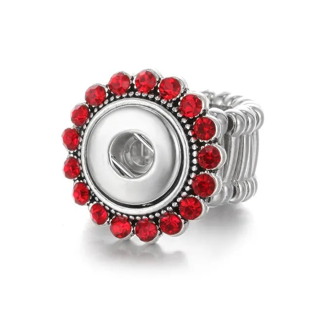 Red flower snap band ring ali17 12mm