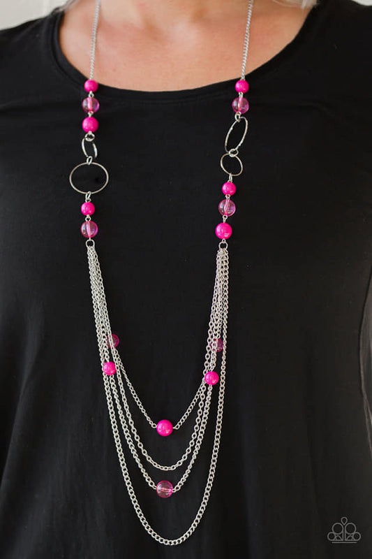 Bubbly Bright" Pink Necklace layered papa