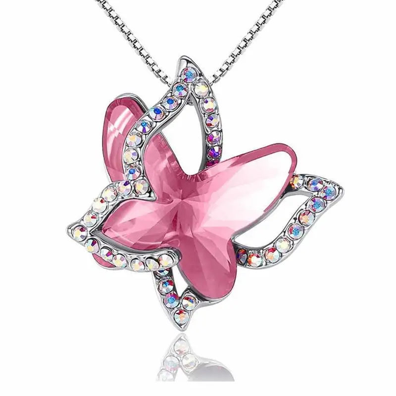 Dainty flutter butterfly short necklace