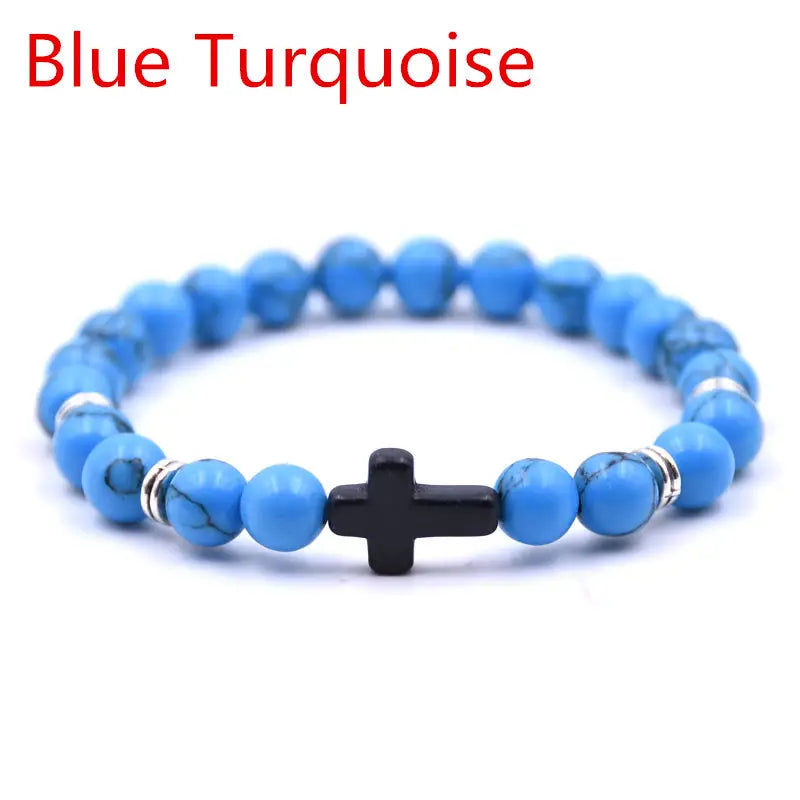 Gods stone cross blue bracelet 0940