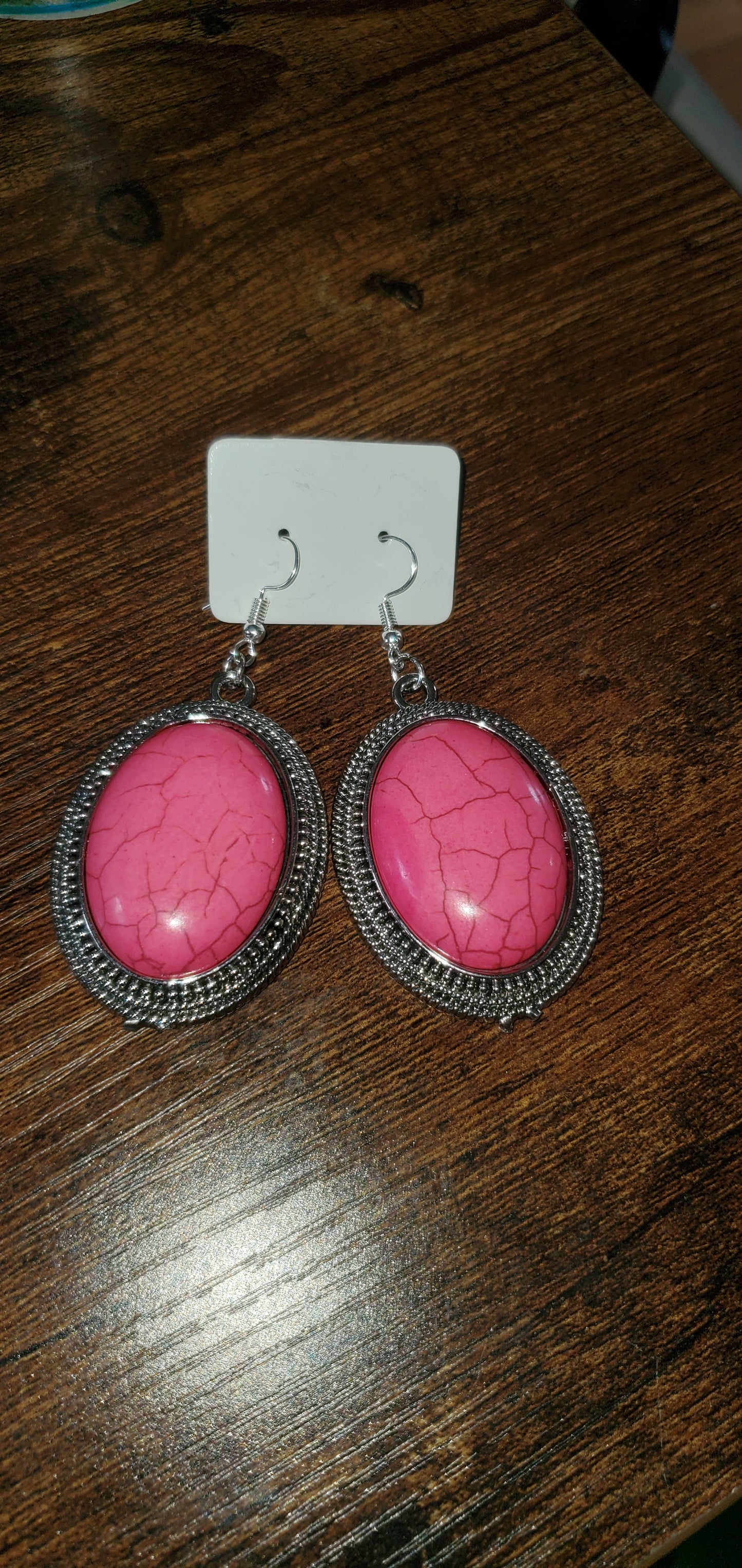 Pink crackle earrings