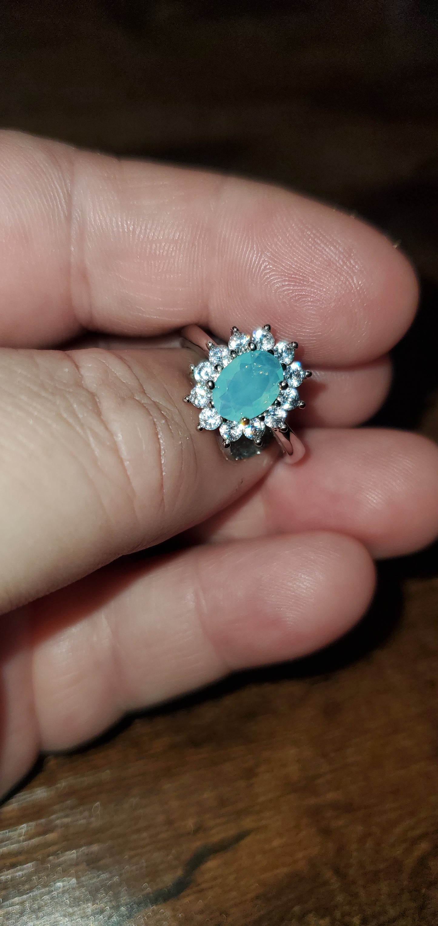 Opal blue open back ring