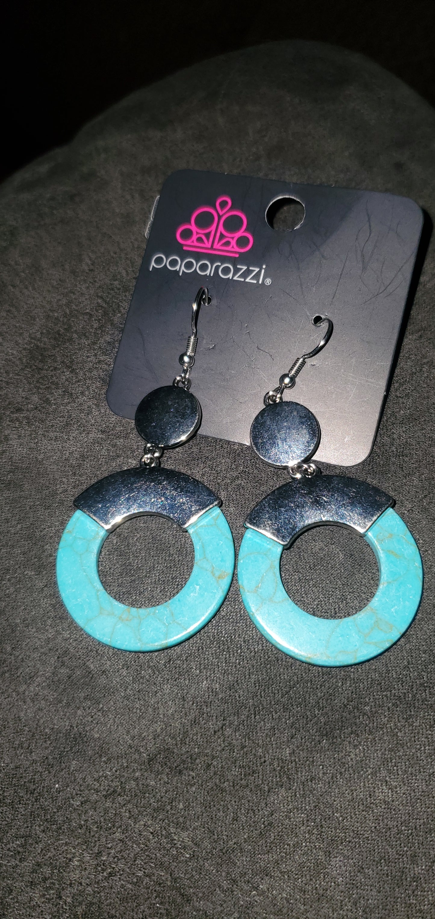 blue turquois circle stone earrings papa