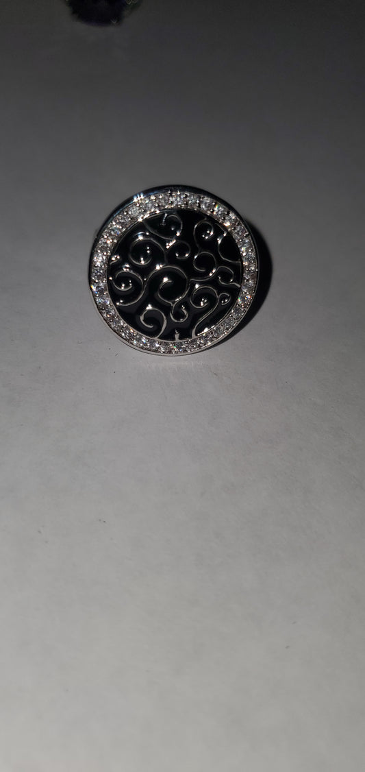 Dazzle black circle ring sz 8