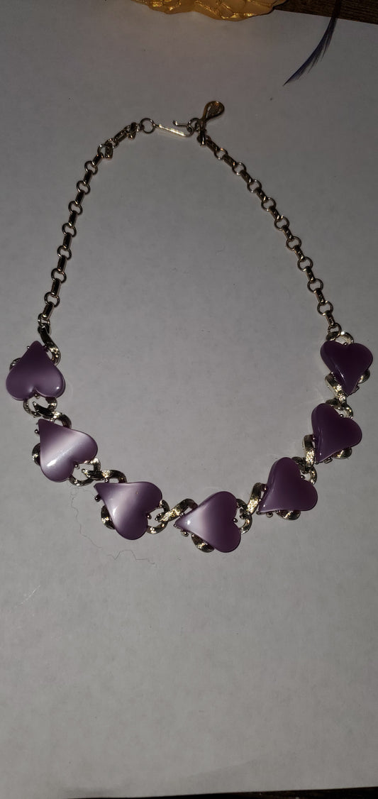 Purple heart short necklace 6347