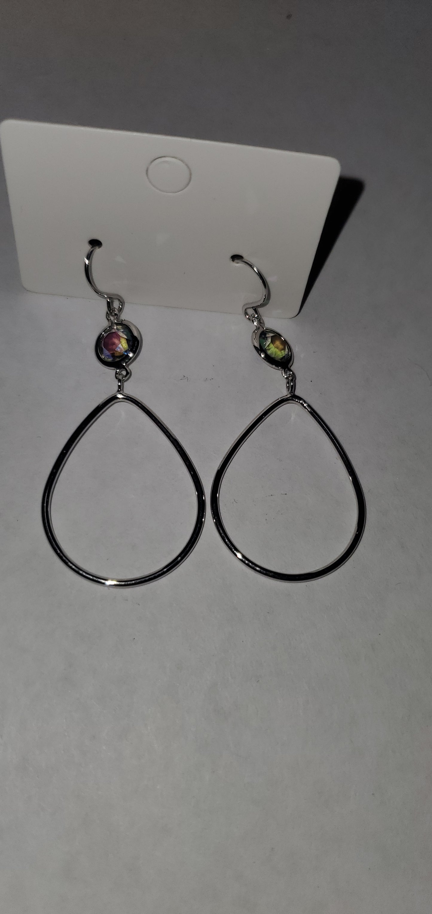 Lily oil tear drop earrings 0056