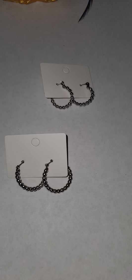 Silver latch hoops earrings