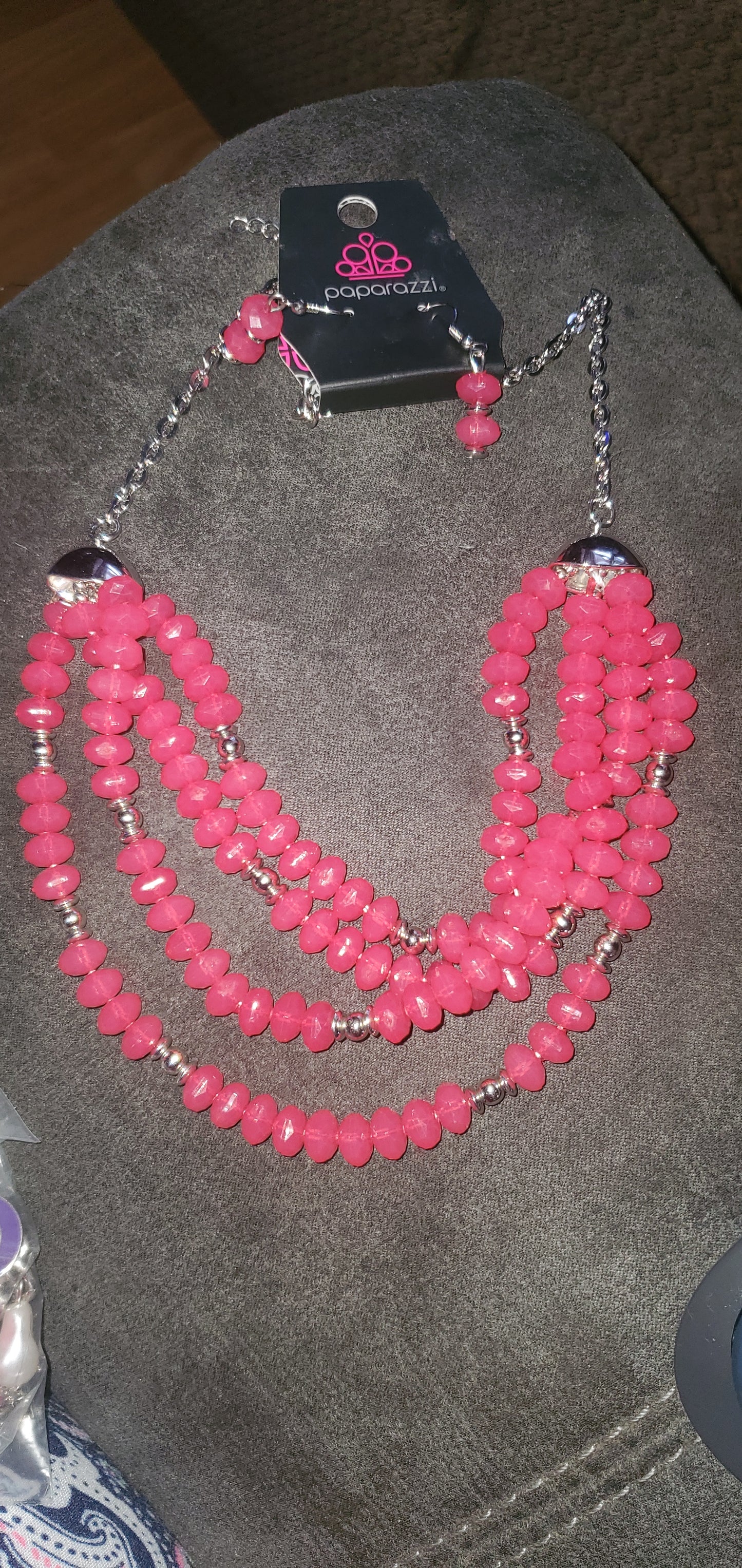 layer n hotness hot pink layered short necklace