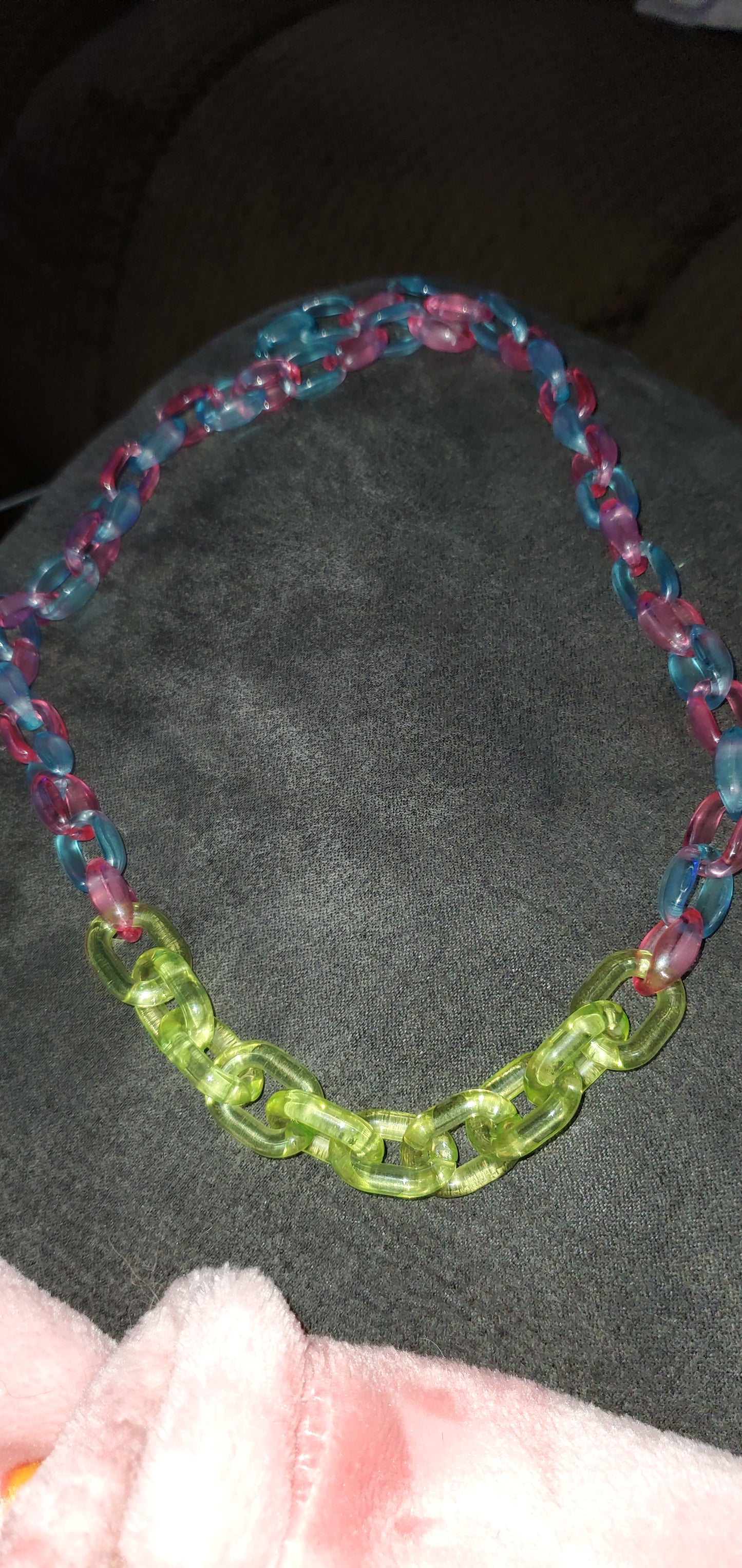 acrylic multi short chain link necklace 8070