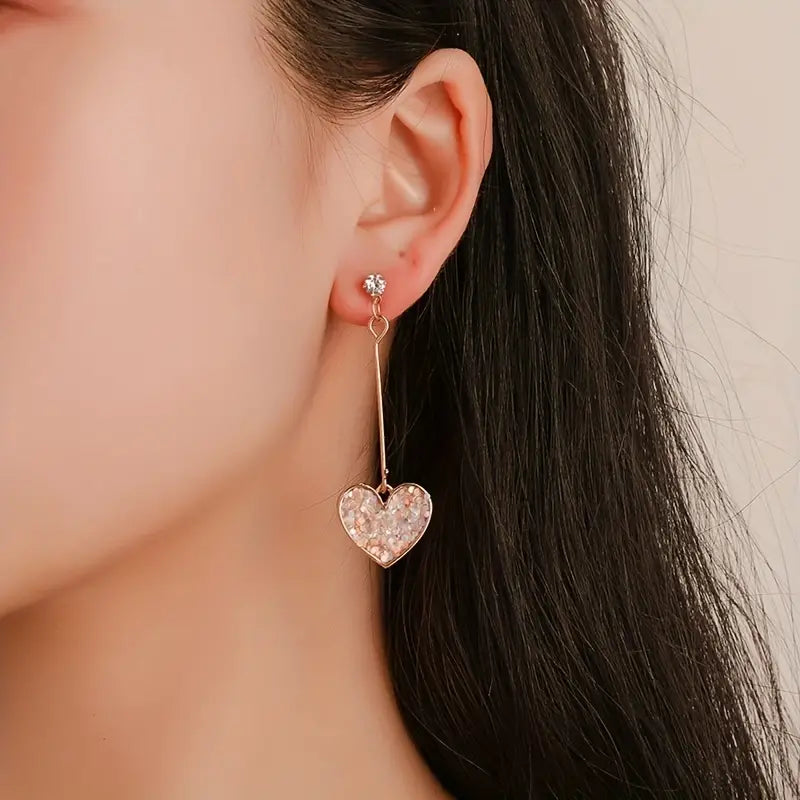 crushed peached heart gold earrings 8624