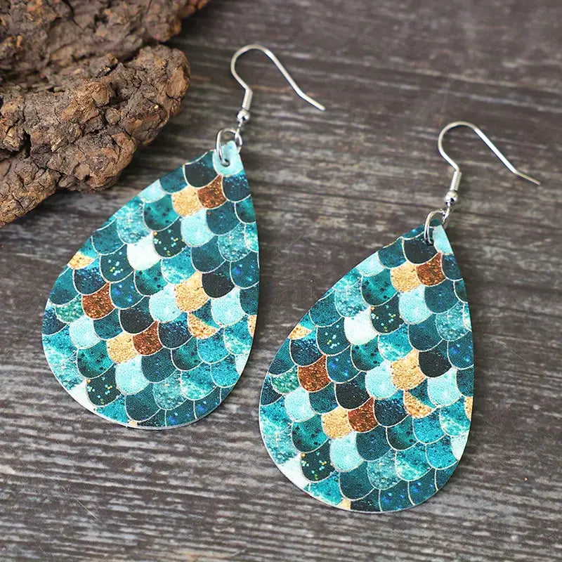 glitter without a mermaid blue earrings 6951