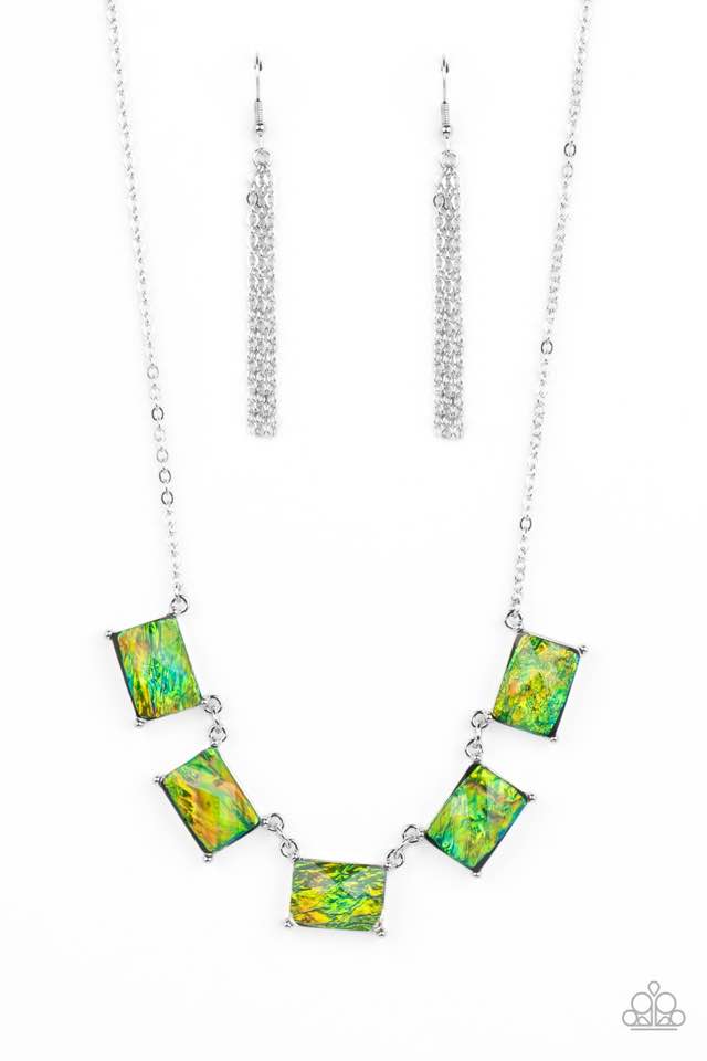 Opalescent Oblivion - Blue green short Necklace papa iridescent