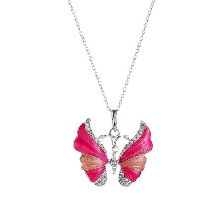 Lily of the butterfly short pink necklace 5113