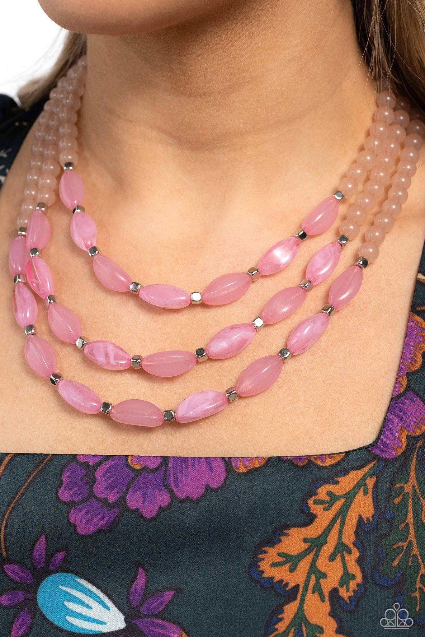 I bead you now pink layered necklace papa