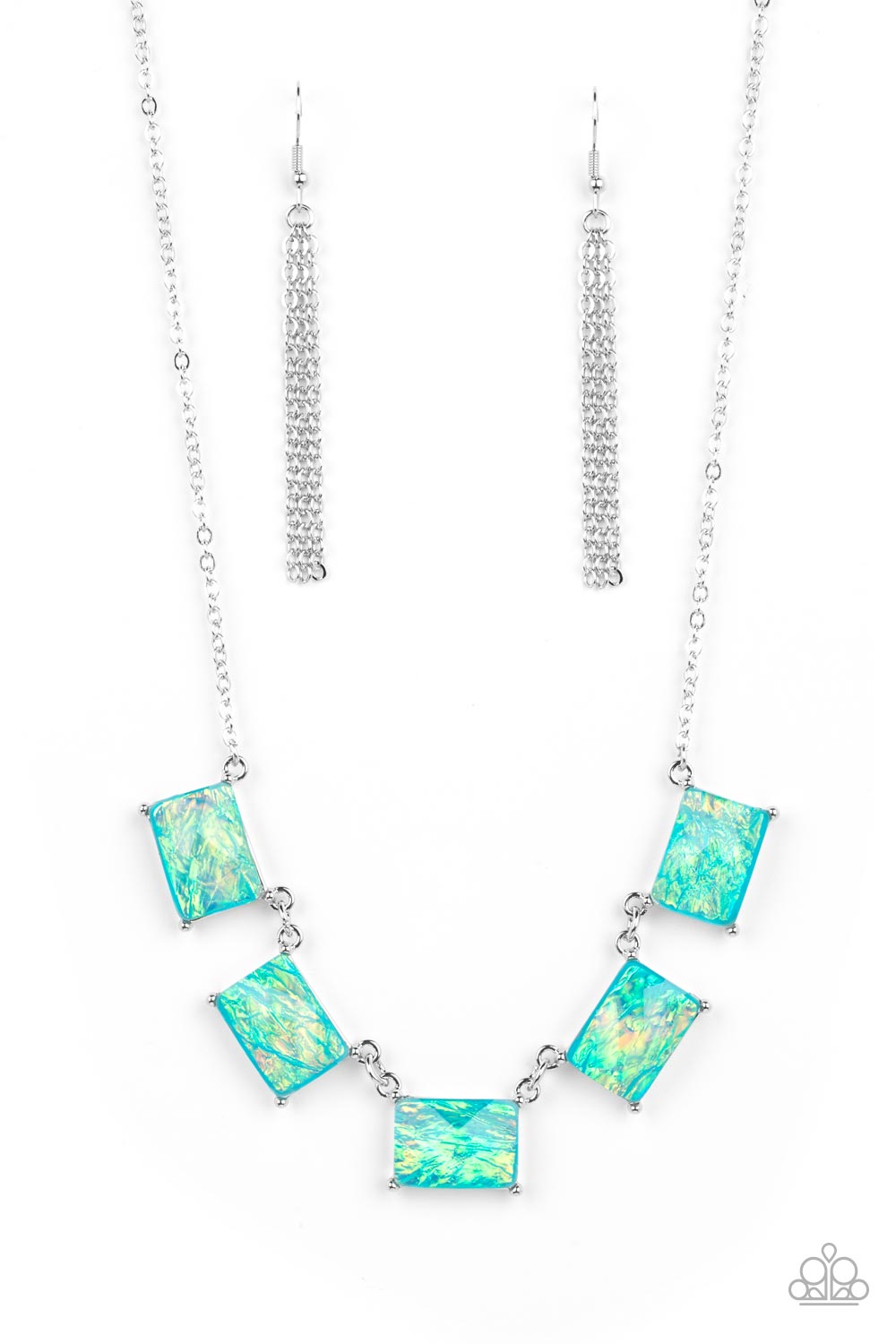 Opalescent Oblivion - Blue green short Necklace papa iridescent