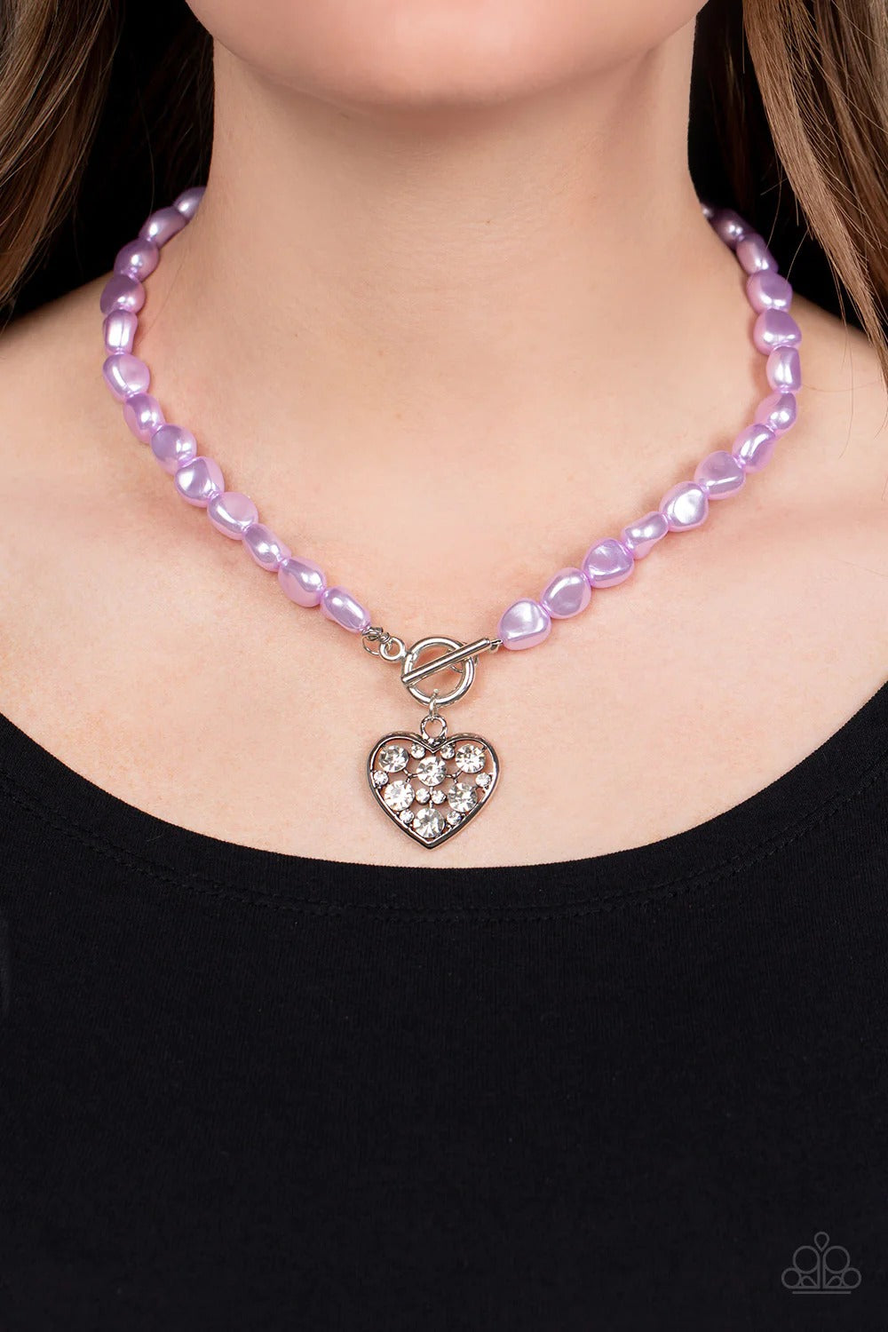 color me smitten purple heart short necklace