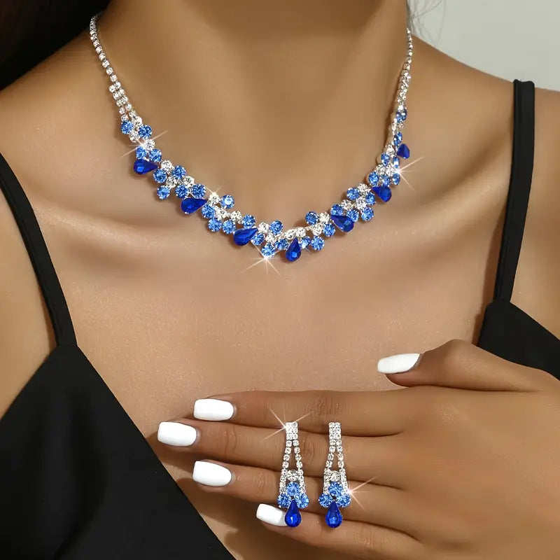 Queen of the ocean short blue necklace set 4123