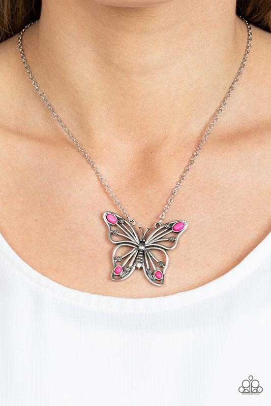 Badlands butterfly pink short necklace papa 463xx