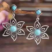 flower Stone Age blue earrings 6639