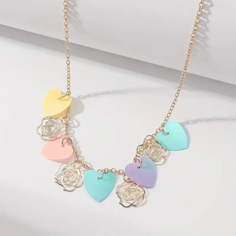 light of the feather iridescent  gold heart necklace 9373