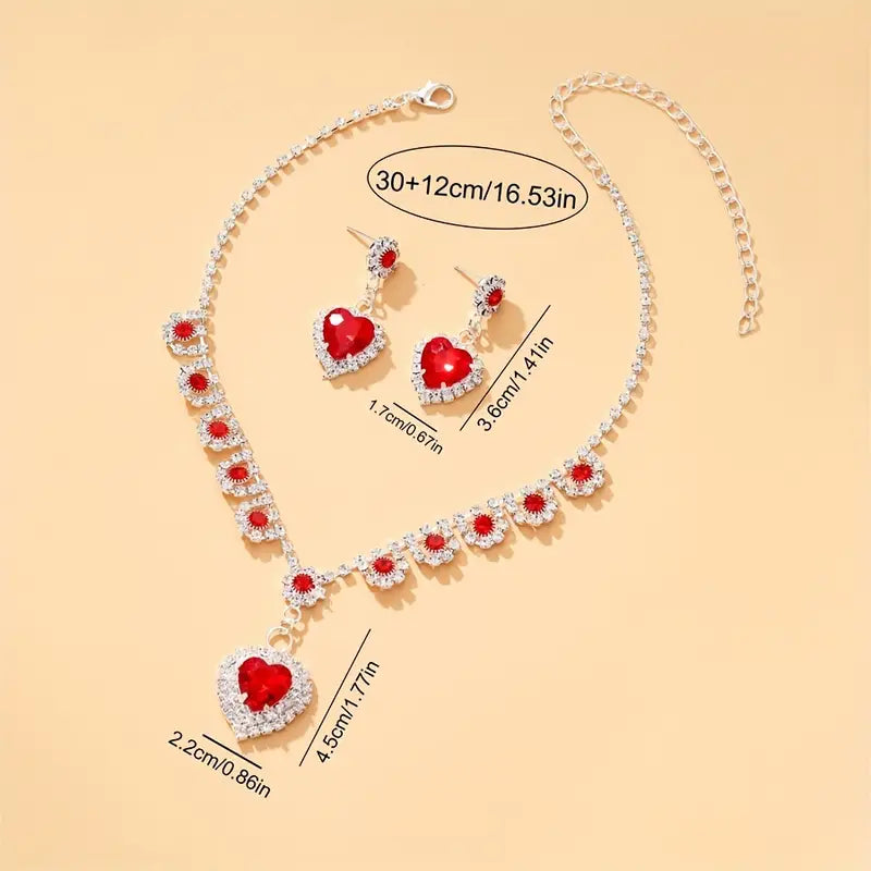 be mine red heart necklace set 9551