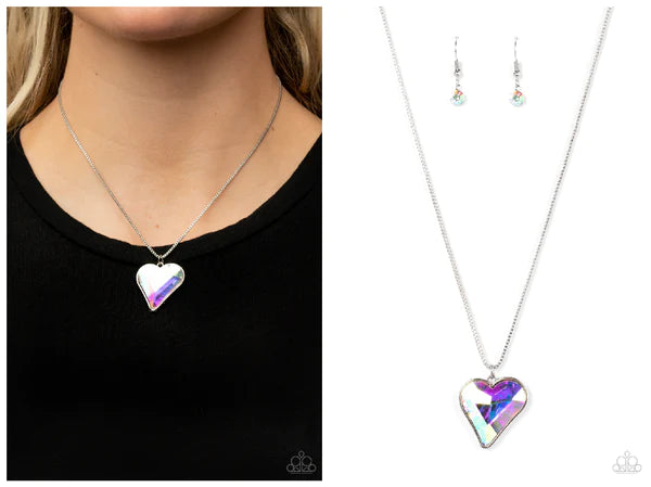 Romantic Reputation - Multi iridescent short ring necklace set papa