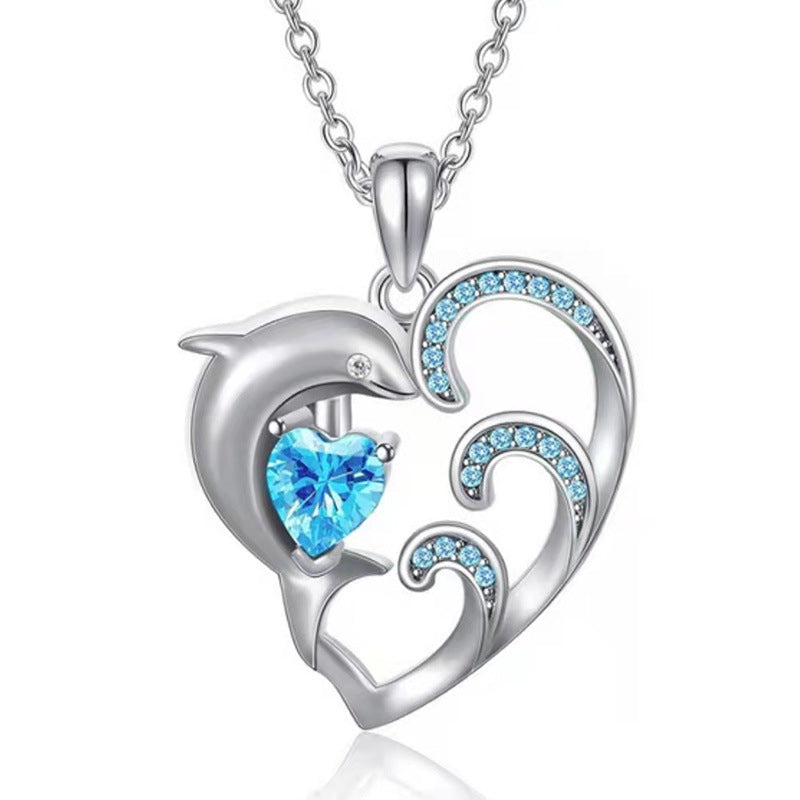 Dolphin at heart blue short necklace